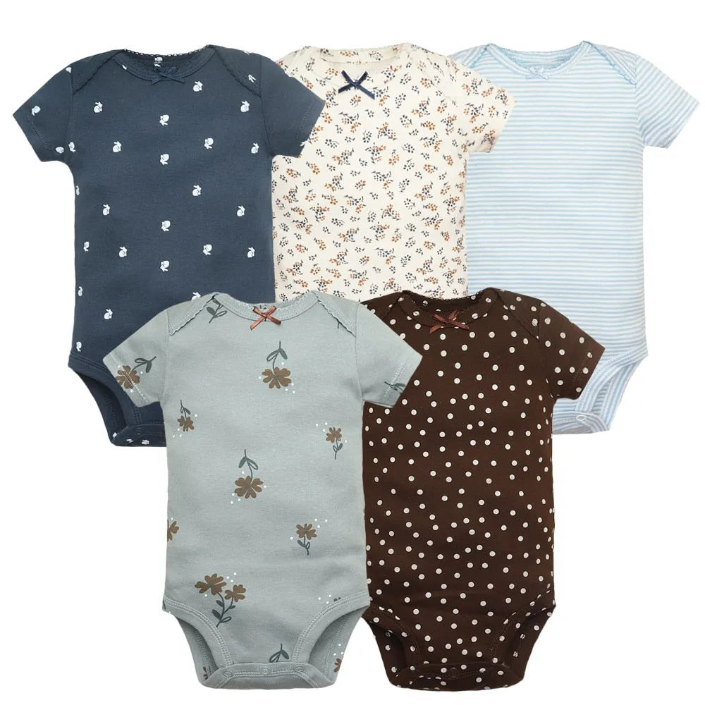 5PCS/Lot Baby Boys Girls Short Sleeve Printed Bodysuits