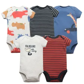 5PCS/Lot Baby Boys Girls Short Sleeve Printed Bodysuits