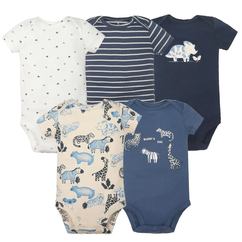 5PCS/Lot Baby Boys Girls Short Sleeve Printed Bodysuits