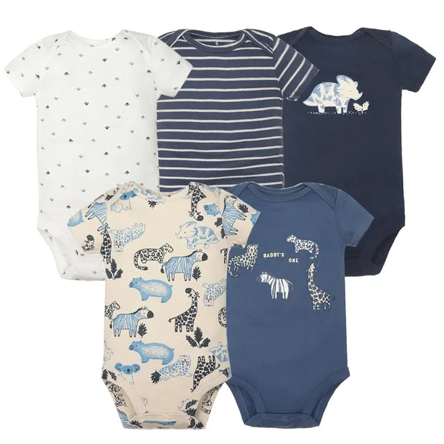5PCS/Lot Baby Boys Girls Short Sleeve Printed Bodysuits