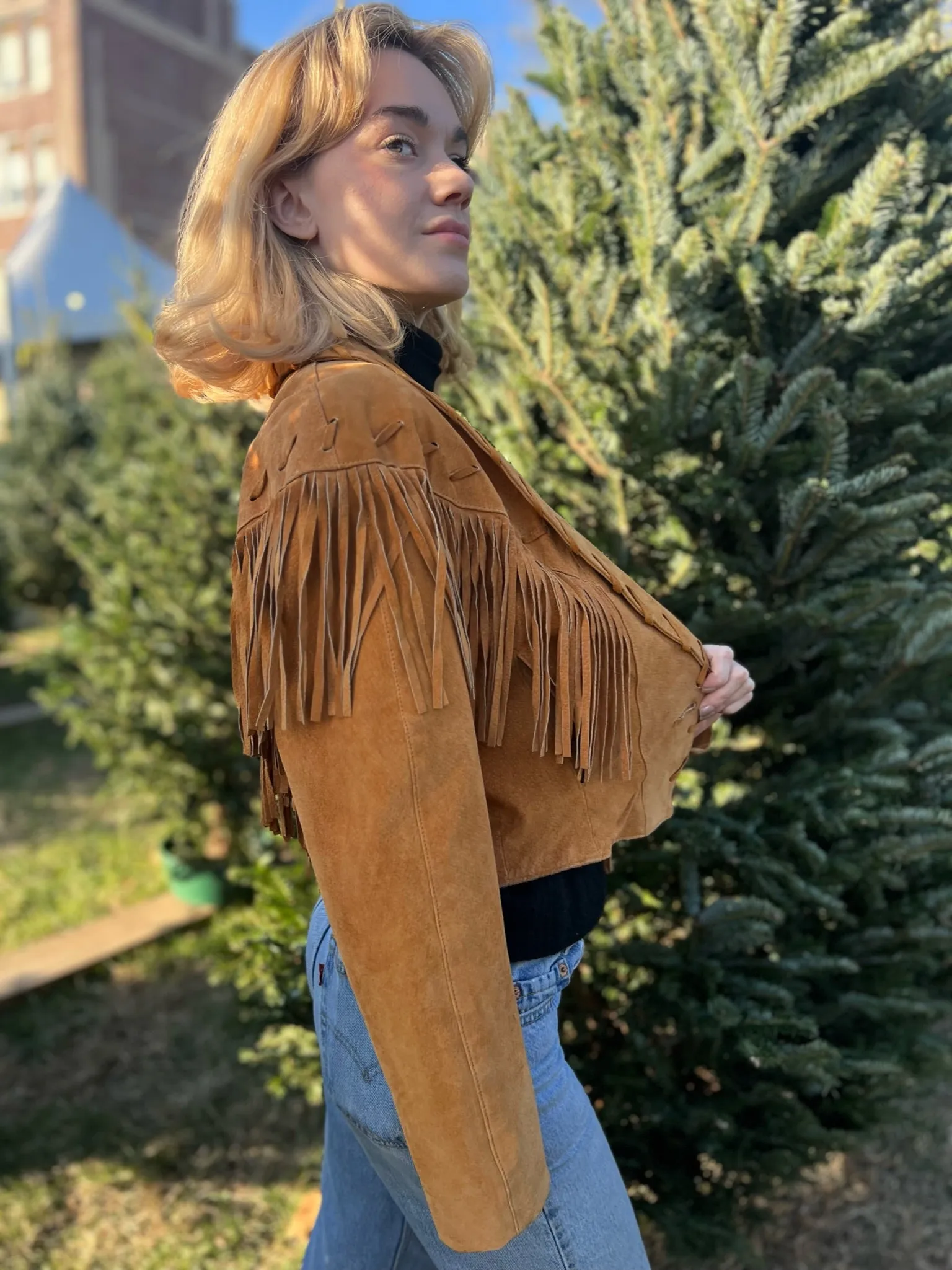 90s Brown Suede Cropped Vintage Jacket , Phoenix USA