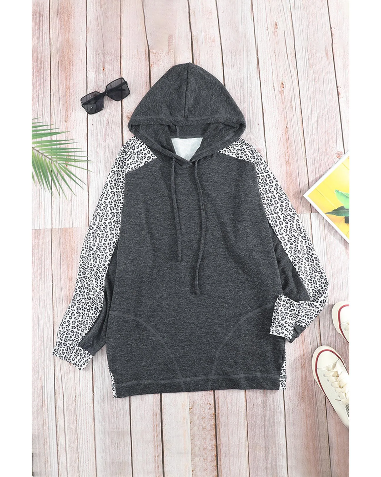 Azura Exchange Patchwork Leopard Pullover Hoodie - M