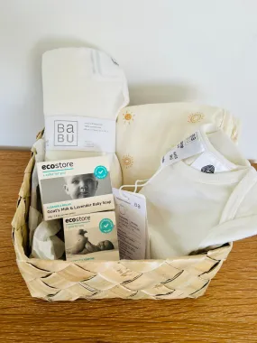 Babu Winter Baby Hamper with Merino Wool Cream Bodysuit & Swaddle