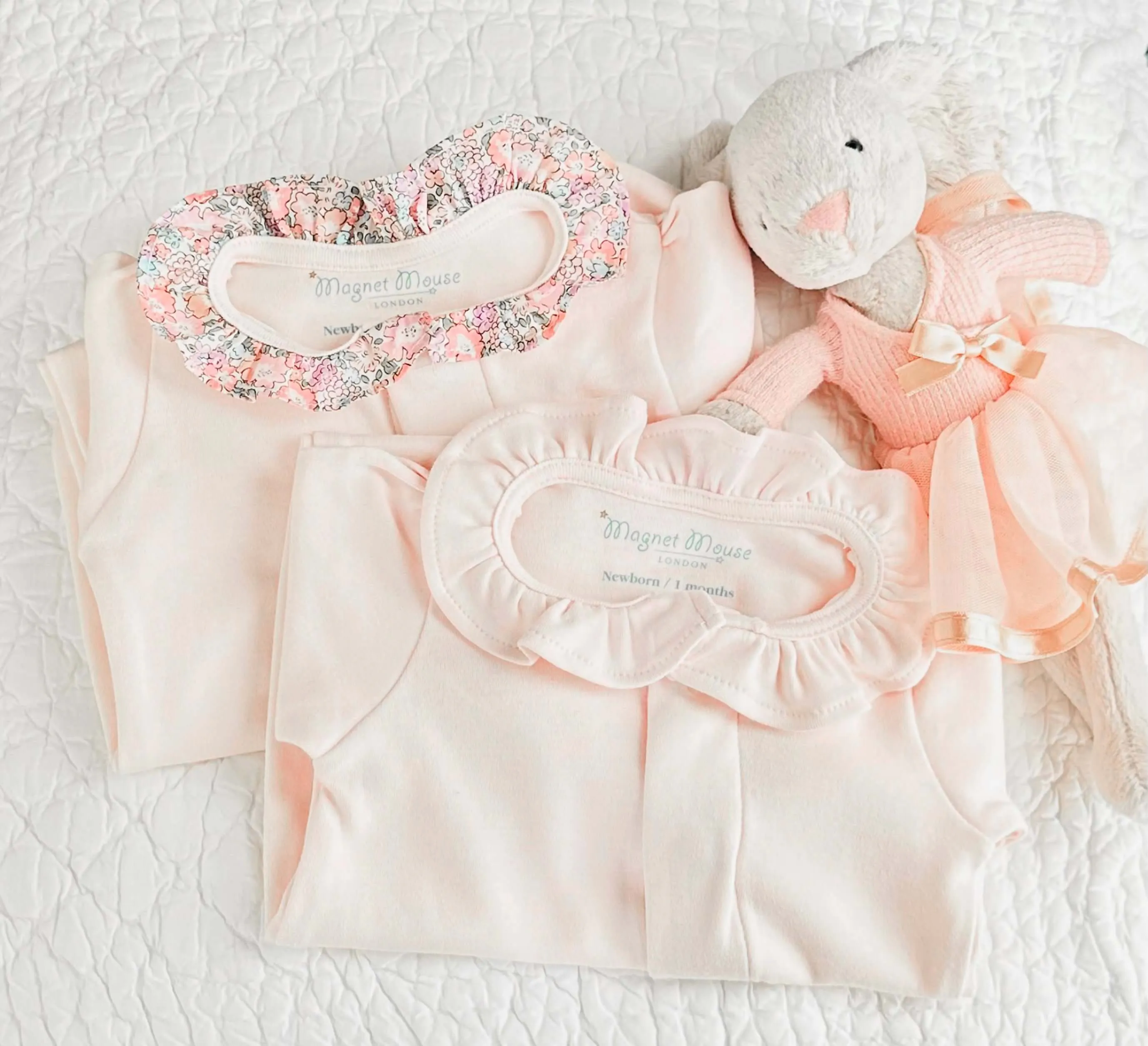 Baby Pink Liberty Michelle Ruffle Collar Onesie