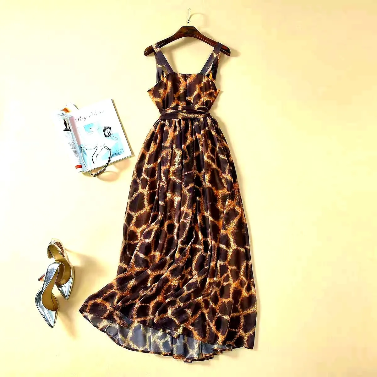 Big Leopard print chiffon dress