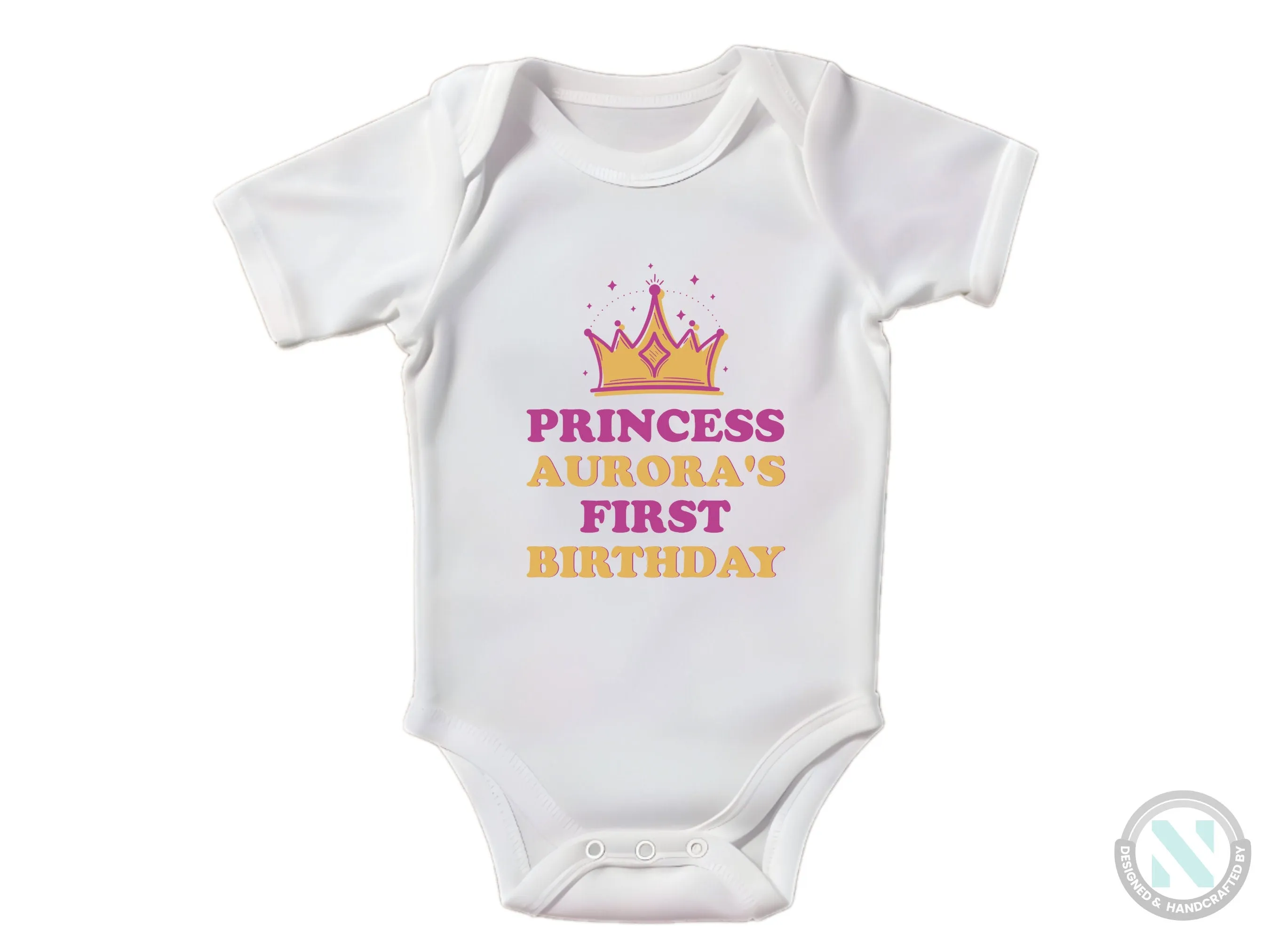 Birthday Girl Custom Name Long sleeve Baby Bodysuit Gift  with "Princess First Birthday"