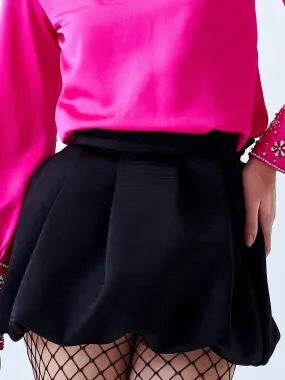 Black High-Waisted Structured Mini Skirt