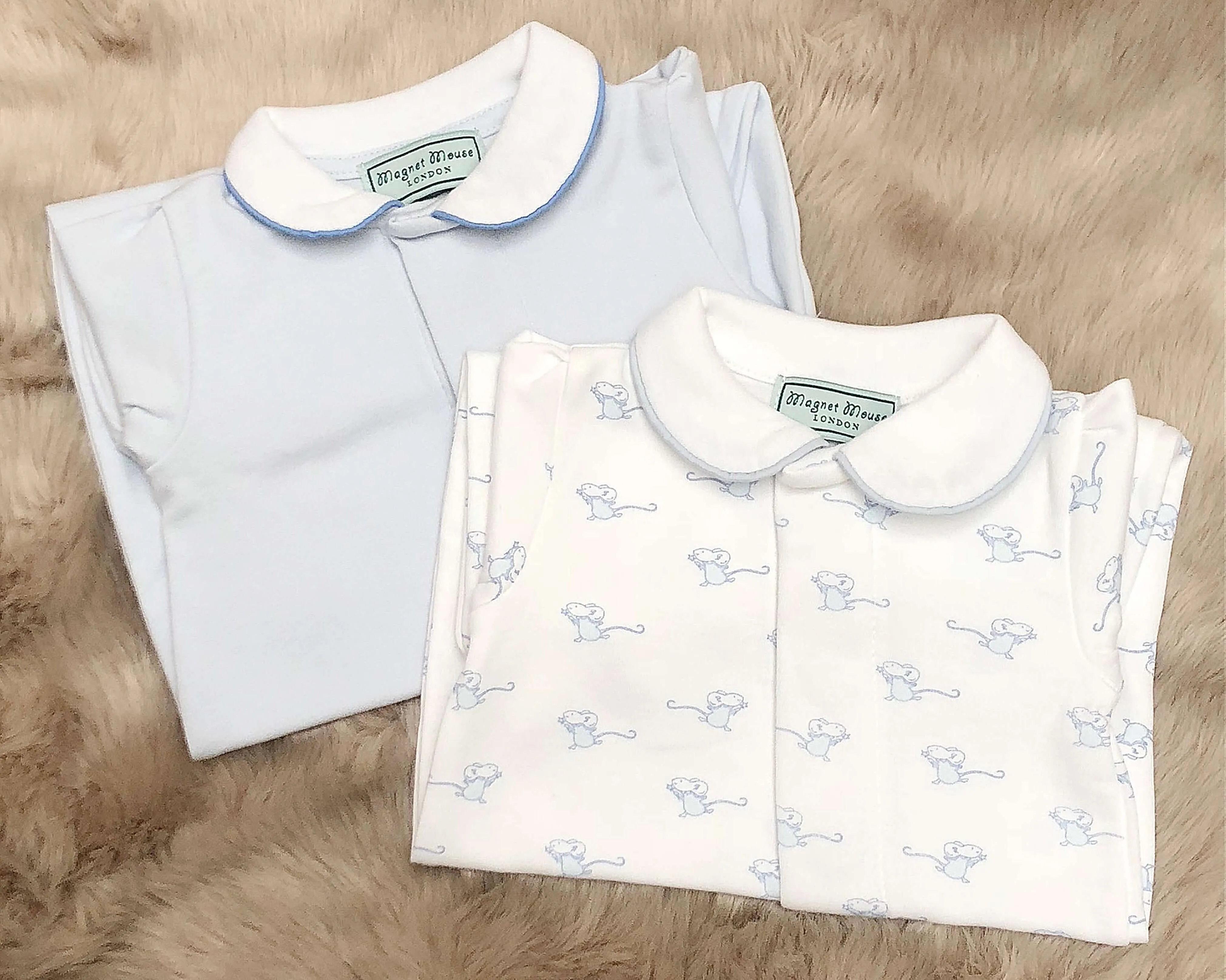 Blue Mouse Cotton Onesie