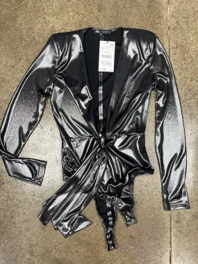 Bodysuit By Zara In Silver, Size:M