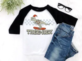 Boys Tree Rex Dino Retro Christmas Vintage Shirt