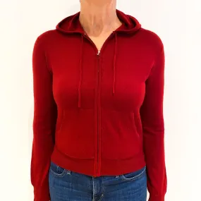 Brick Red Zip Up Cashmere Hoodie Medium