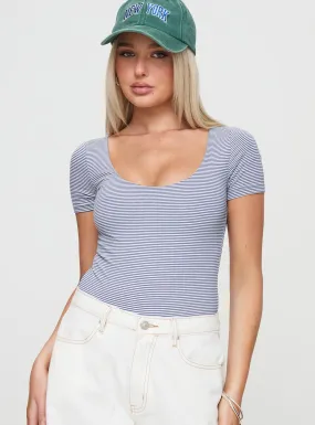Brynne Bodysuit White / Navy Stripe