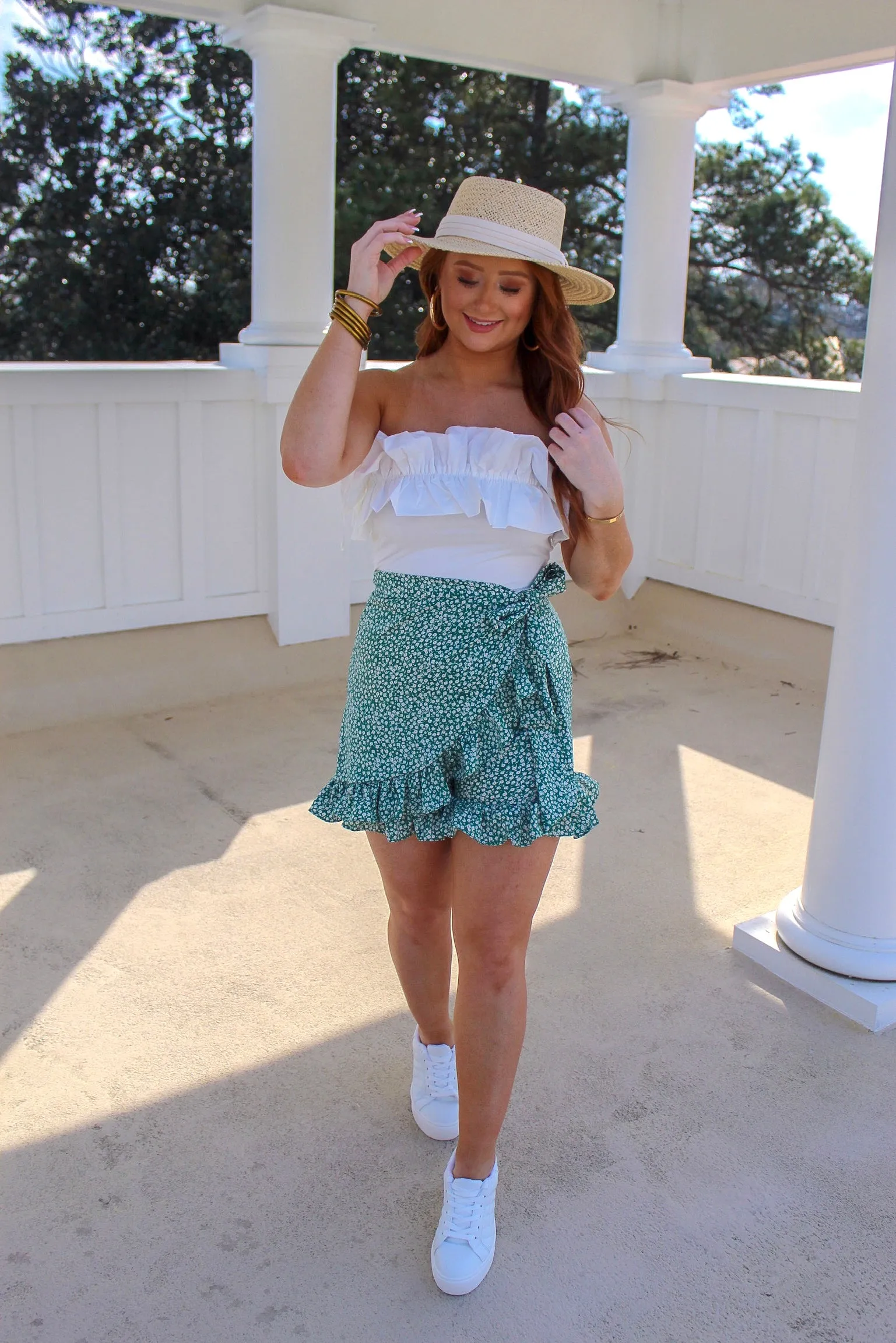 By My Side Ruffle Detail Tube Bodysuit- White