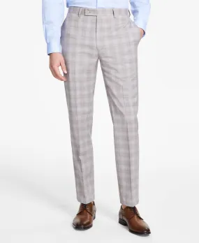 Calvin Klein Mens Slim fit Dress Pants 32 / 32 Beige Plaid Stretch