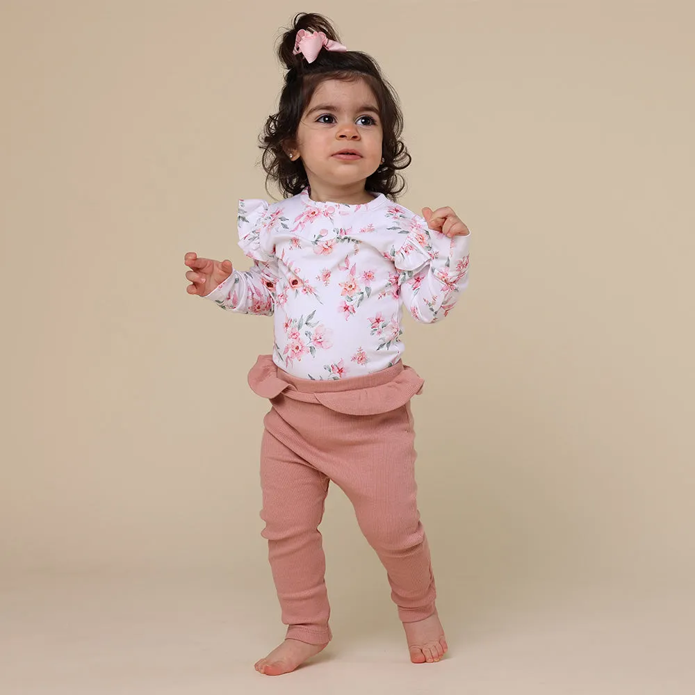 Camille Long Sleeve Organic Bodysuit with Frill
