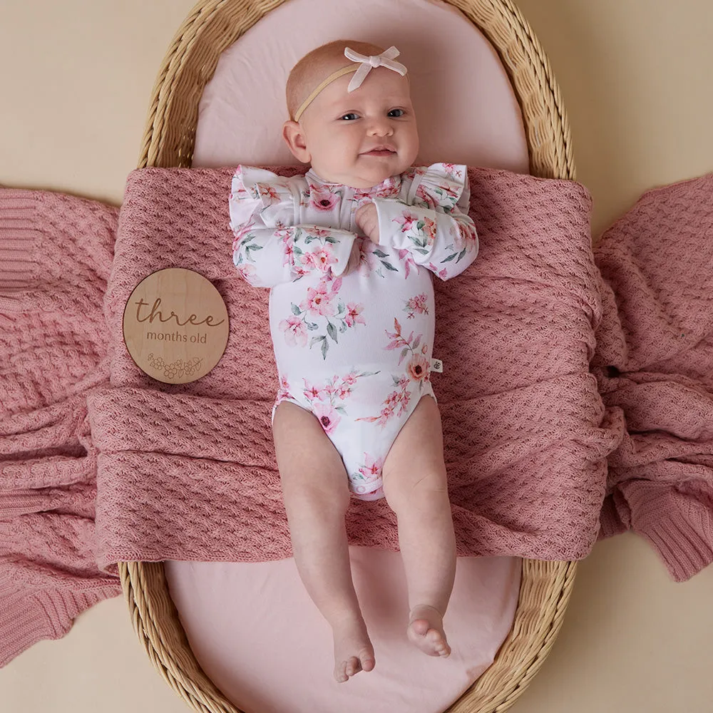 Camille Long Sleeve Organic Bodysuit with Frill