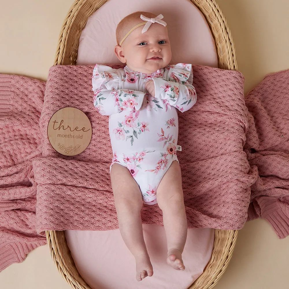 Camille Long Sleeve Organic Bodysuit with Frill
