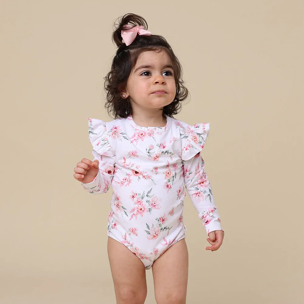 Camille Long Sleeve Organic Bodysuit with Frill
