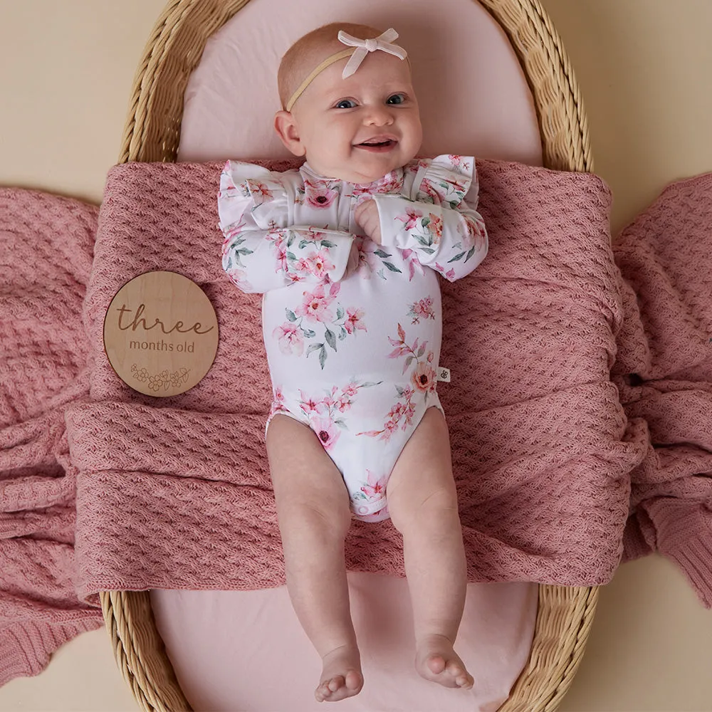Camille Long Sleeve Organic Bodysuit with Frill