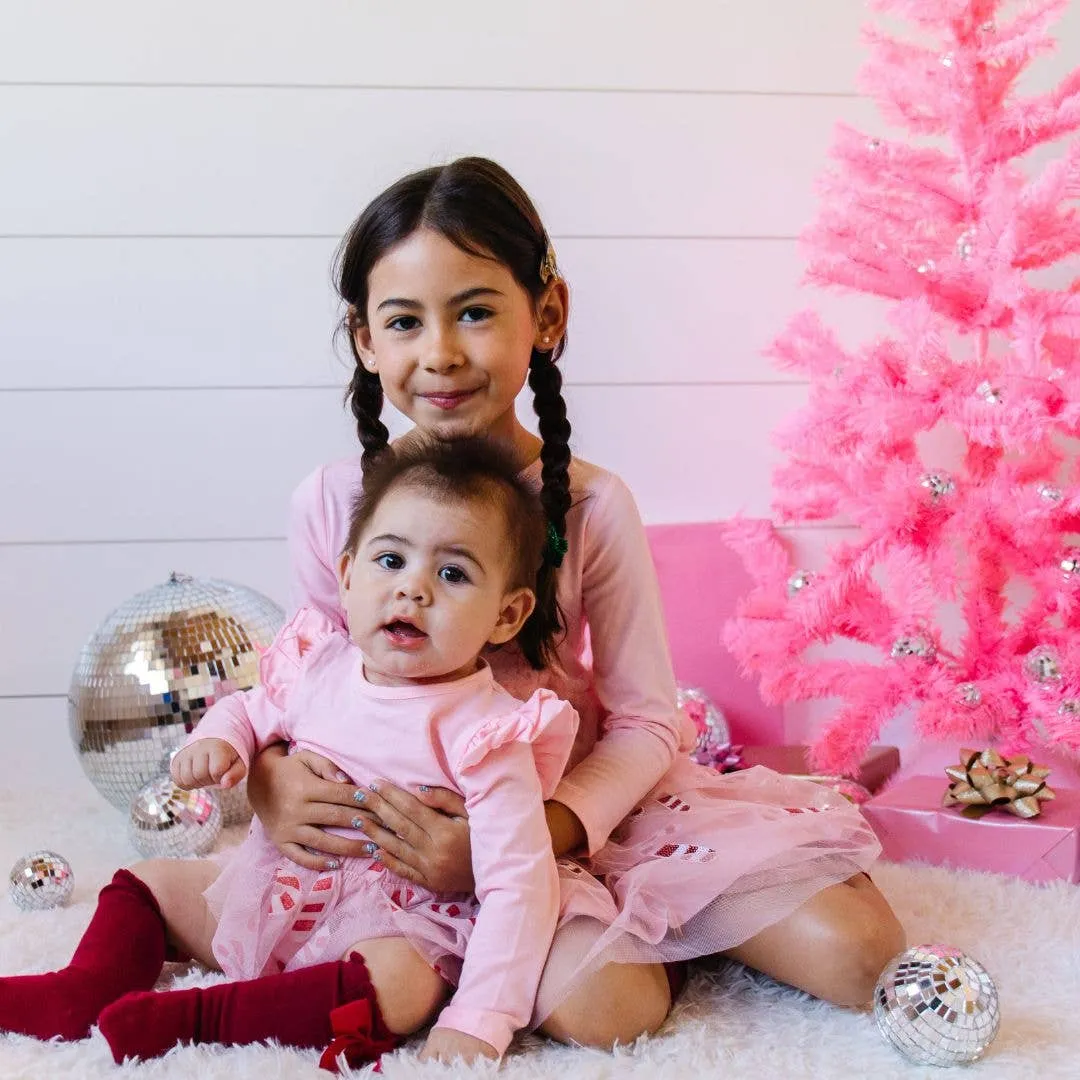 Candy Cane Christmas Long Sleeve Tutu Bodysuit - Holiday Baby