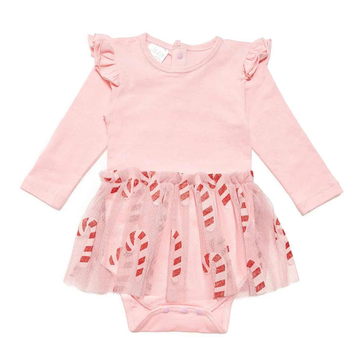 Candy Cane Christmas Long Sleeve Tutu Bodysuit - Holiday Baby
