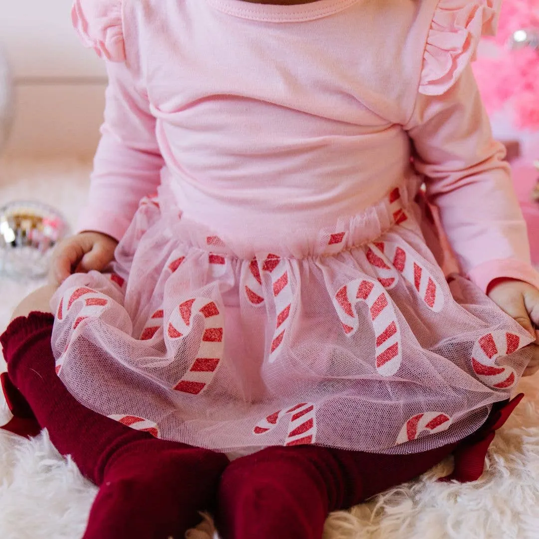 Candy Cane Christmas Long Sleeve Tutu Bodysuit - Holiday Baby