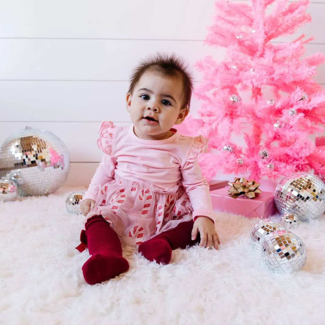 Candy Cane Christmas Long Sleeve Tutu Bodysuit - Holiday Baby