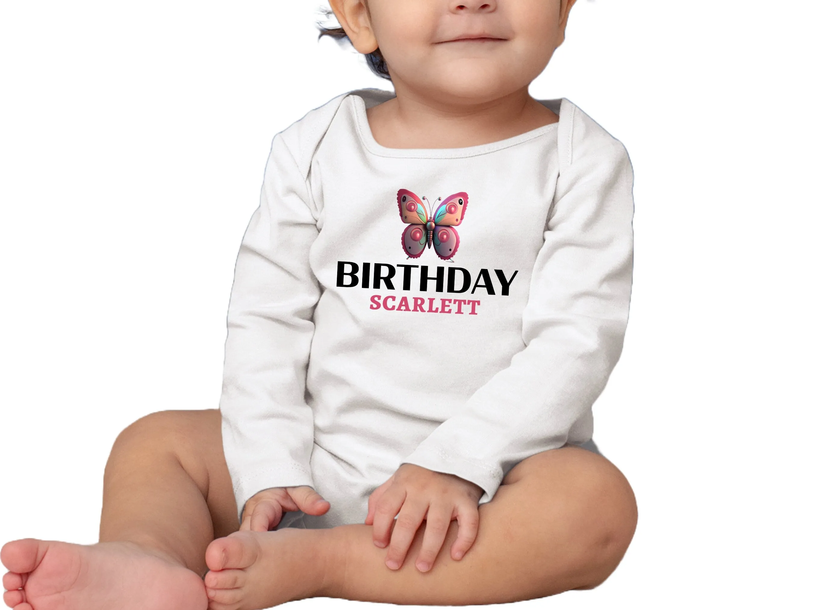 Celebrate Your Birthday with Baby Girls Bodysuit Personalized Name Long Sleeve for Birthday