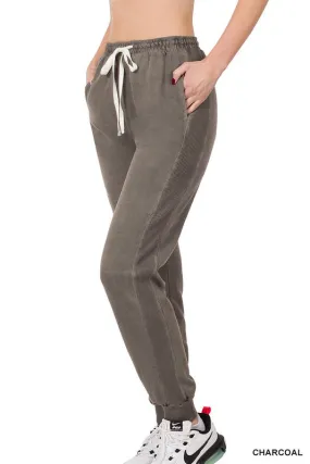 Charcoal Drawstring Waist Jogger Pants