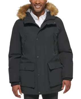 Club Room Mens Parka Coat XL Grey Fur Trim Solid