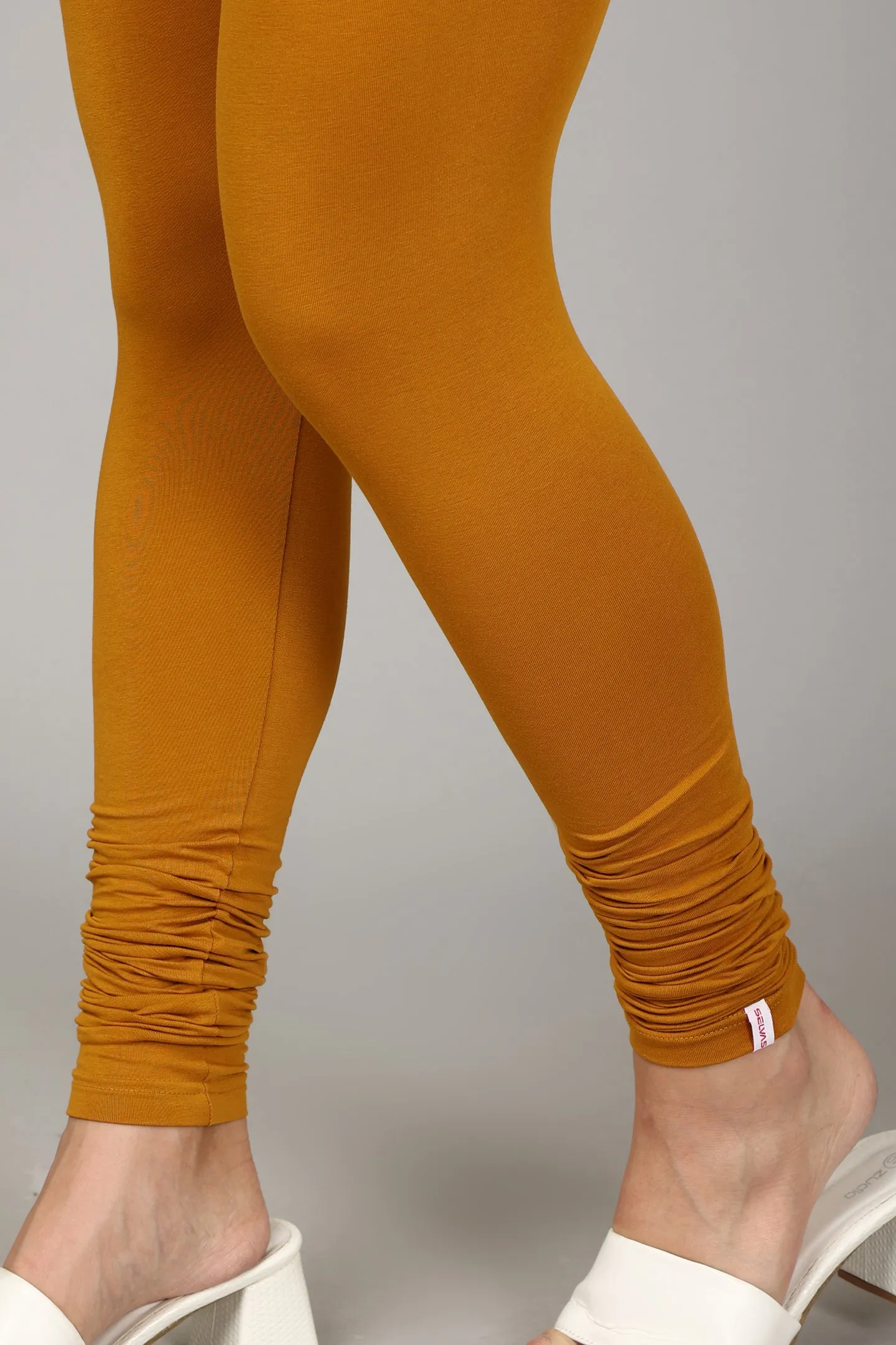 COTTON CHURIDAR LEGGINGS - MUSTARD