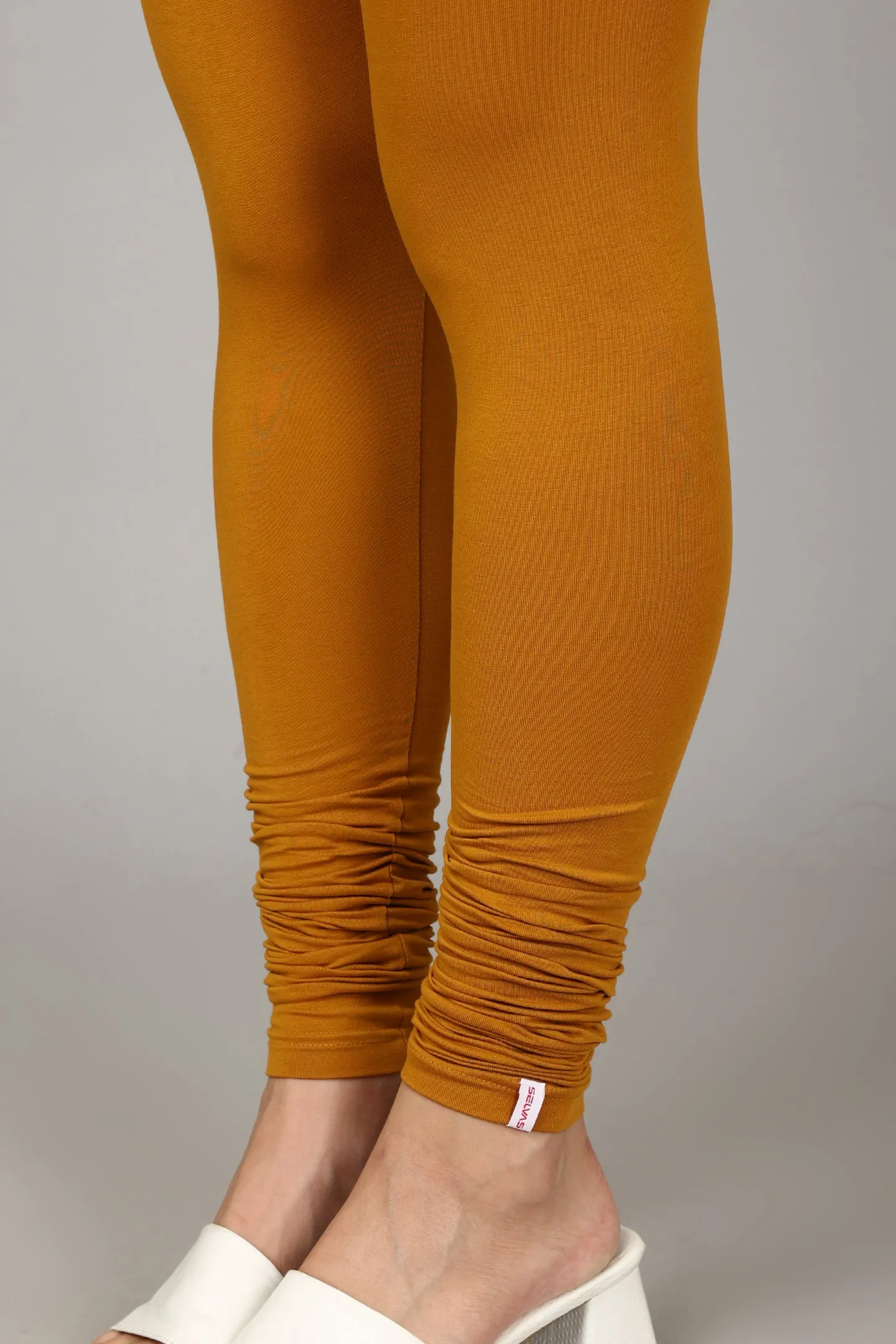 COTTON CHURIDAR LEGGINGS - MUSTARD