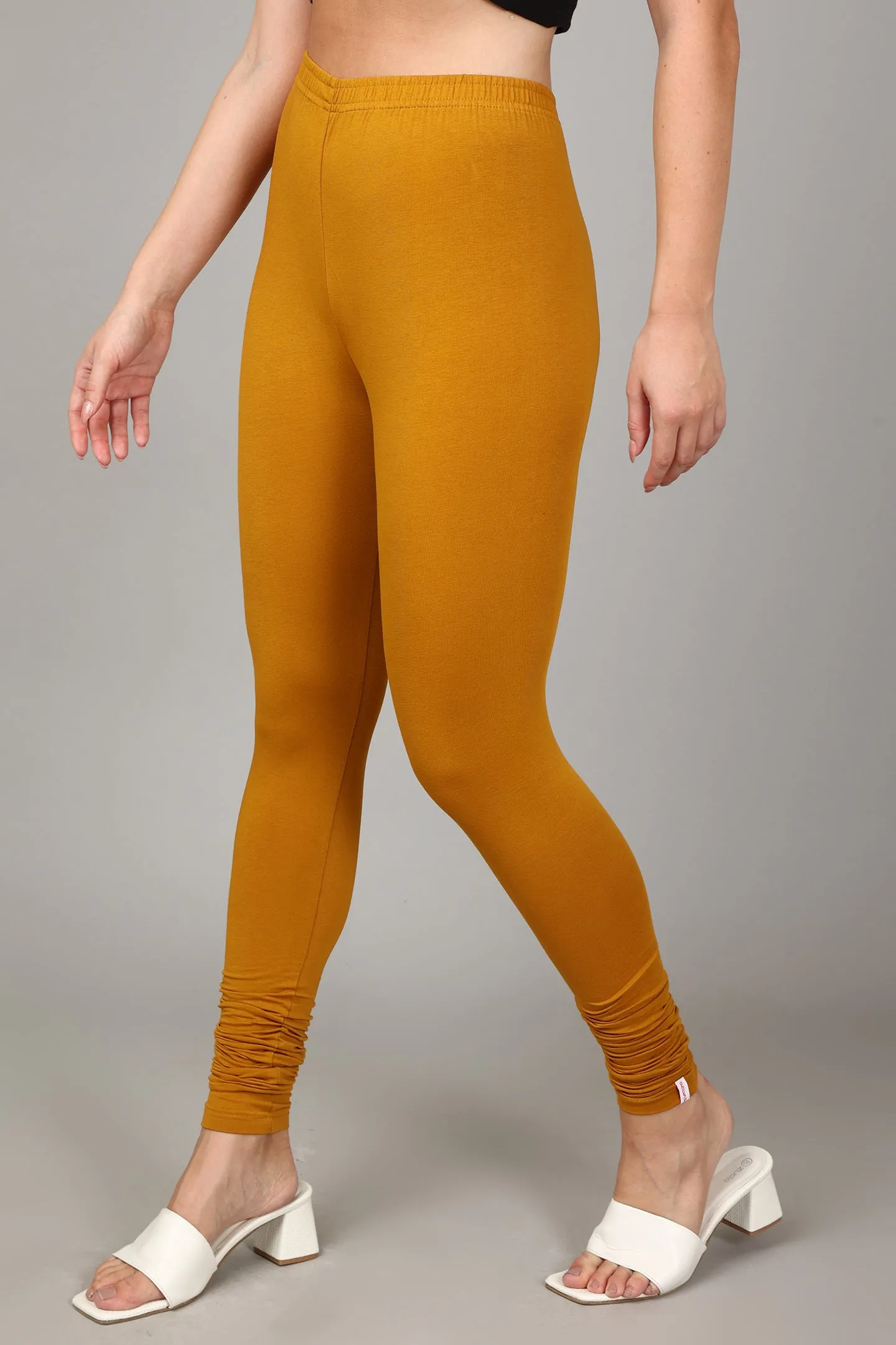 COTTON CHURIDAR LEGGINGS - MUSTARD