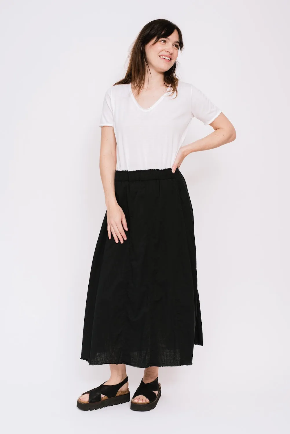 Cotton Voile Skirt, Black