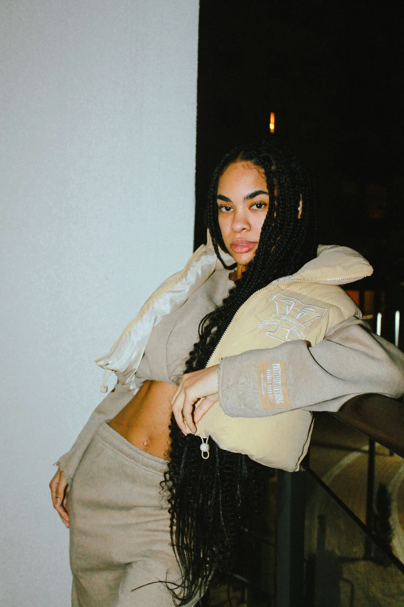Cream Cropped Puffer Gilet