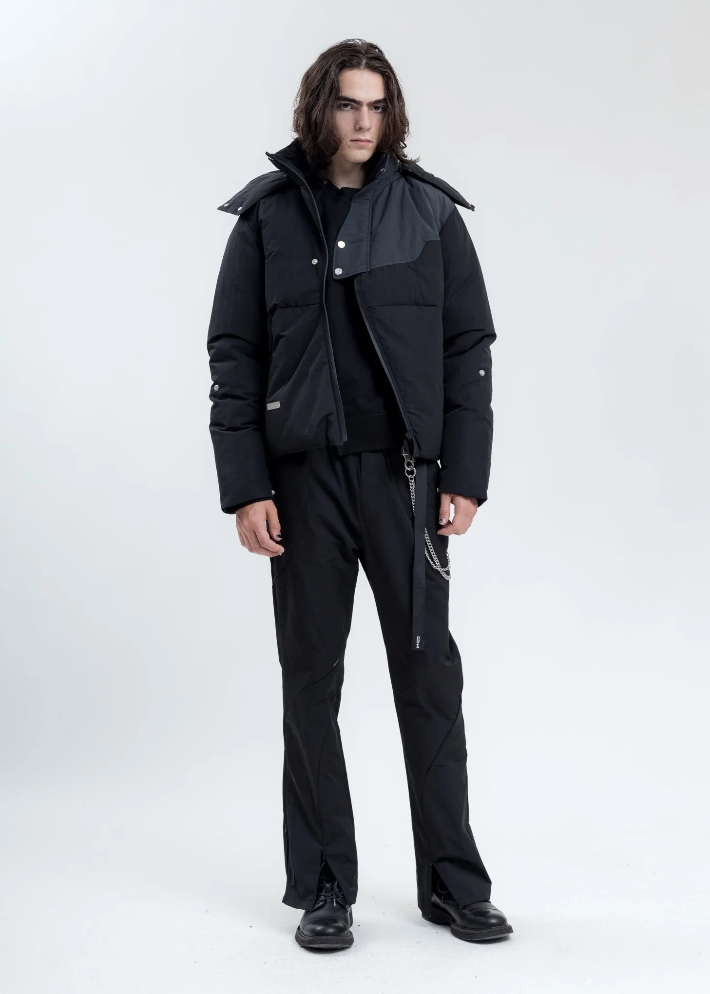 Dark Grey Arc Sculpture Puffer Jacket