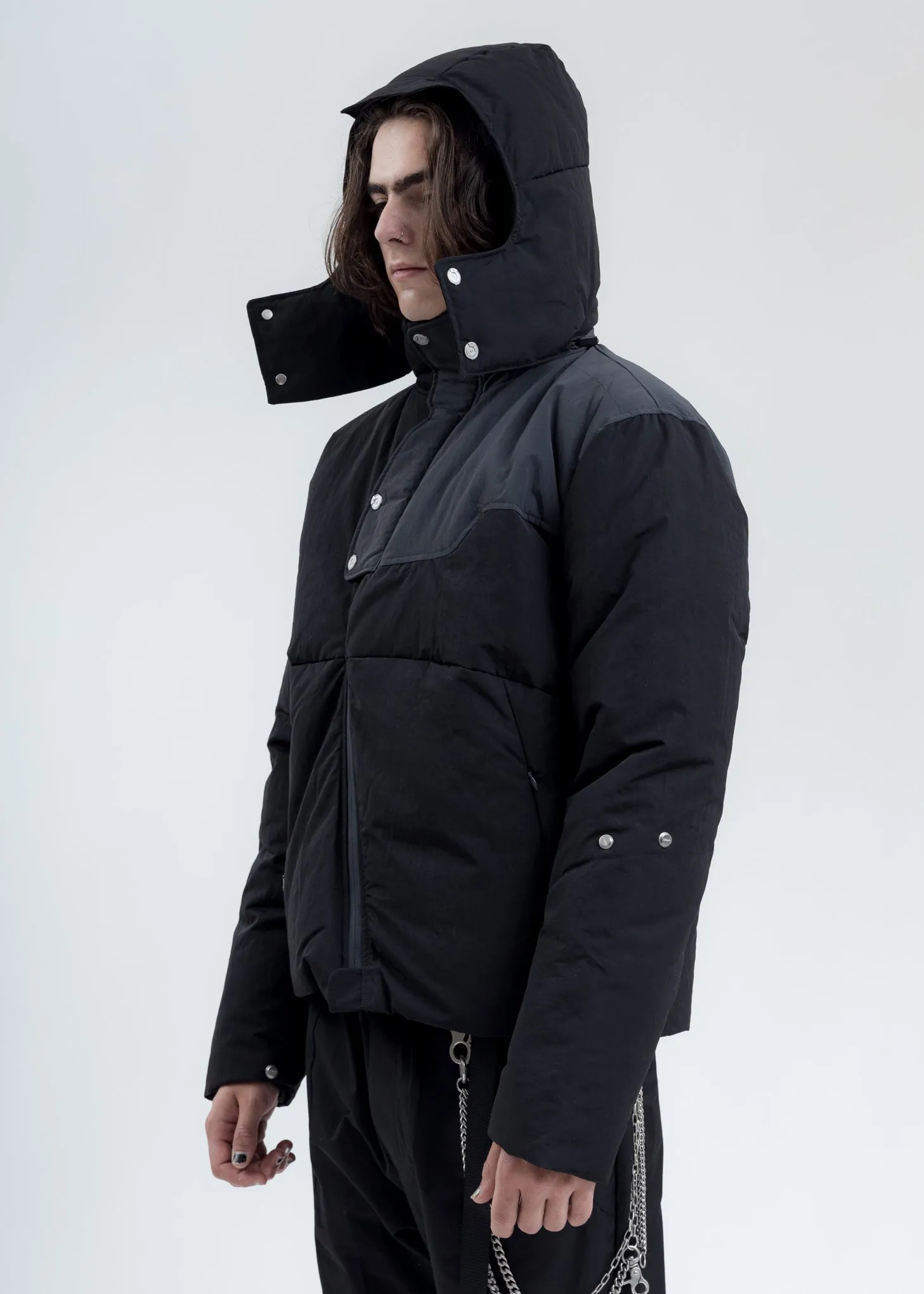 Dark Grey Arc Sculpture Puffer Jacket