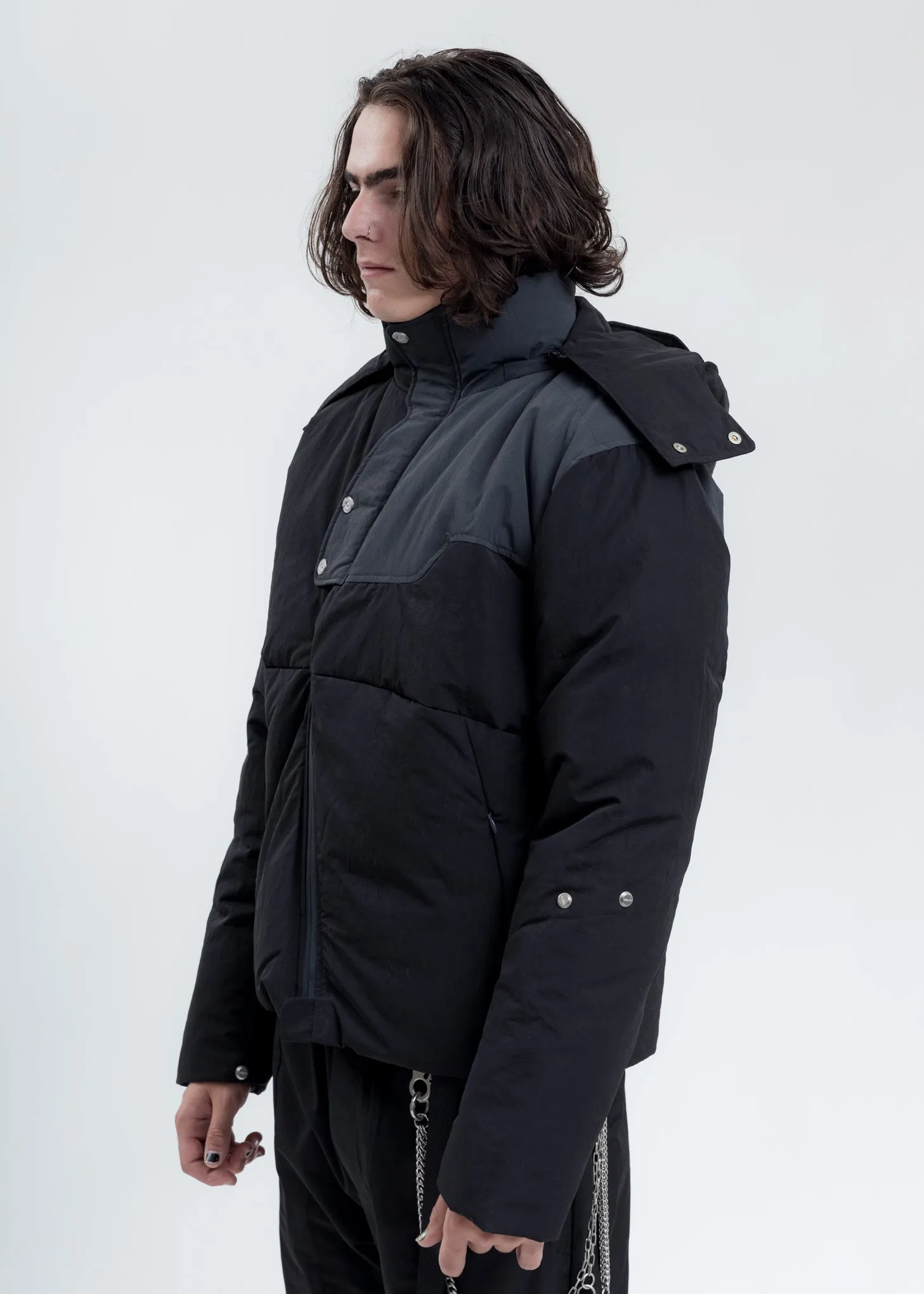 Dark Grey Arc Sculpture Puffer Jacket
