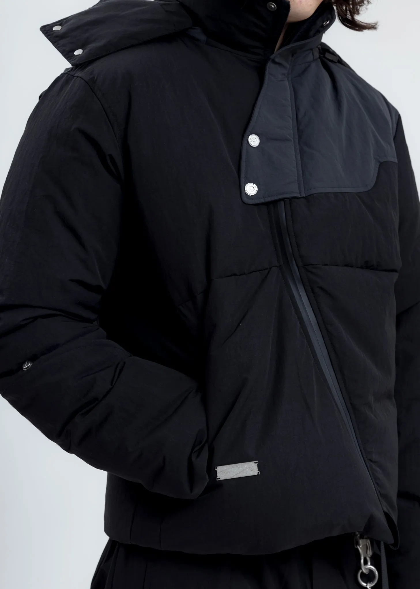 Dark Grey Arc Sculpture Puffer Jacket