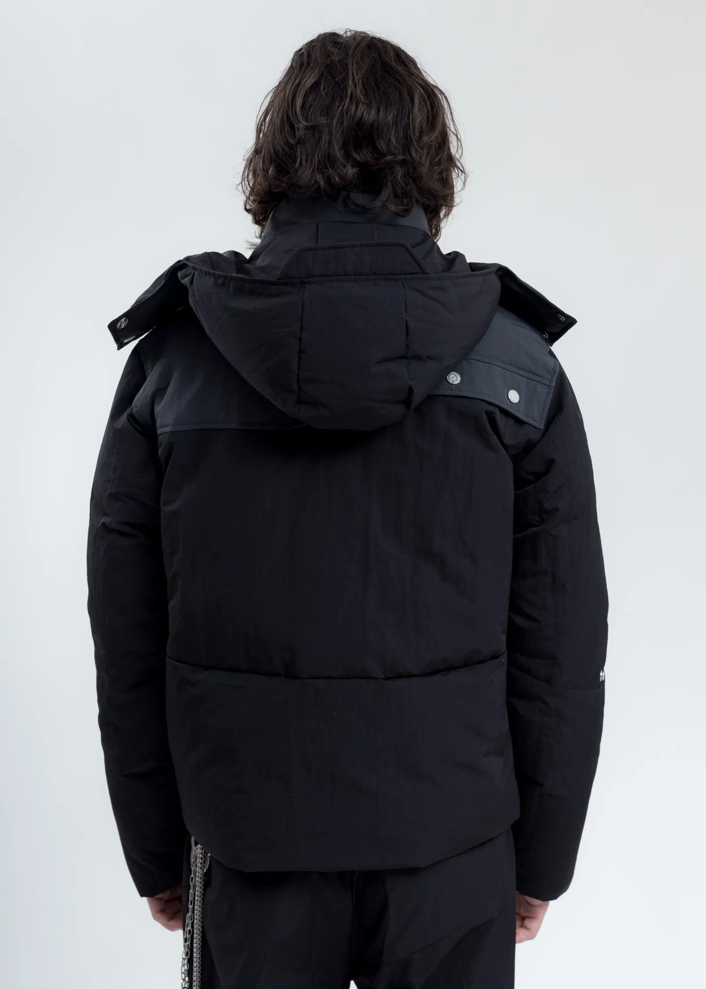 Dark Grey Arc Sculpture Puffer Jacket