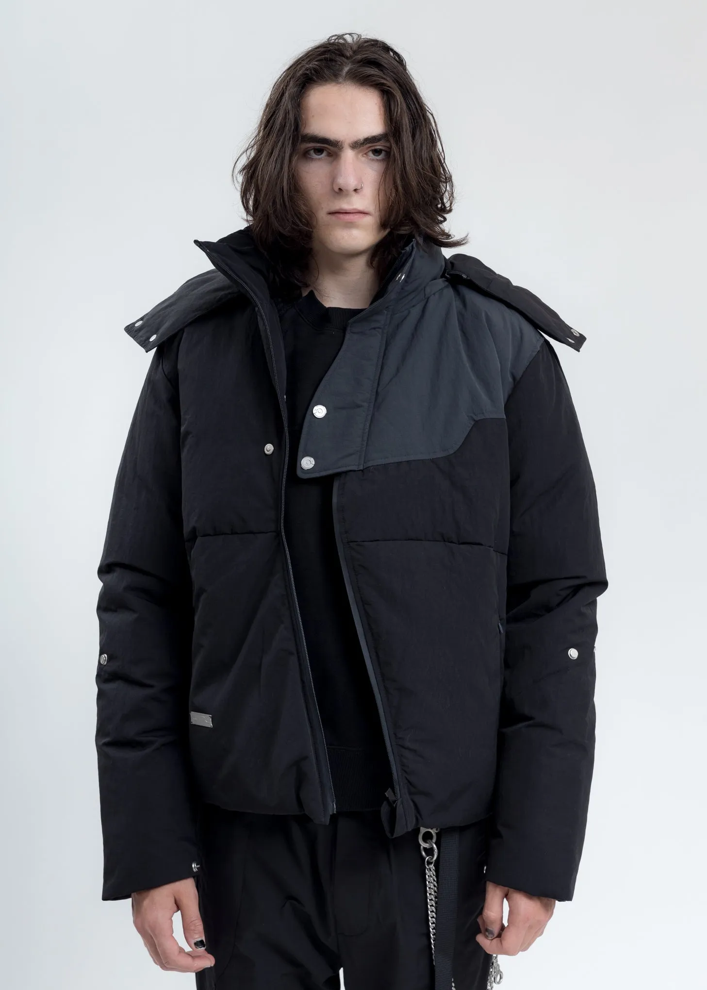 Dark Grey Arc Sculpture Puffer Jacket