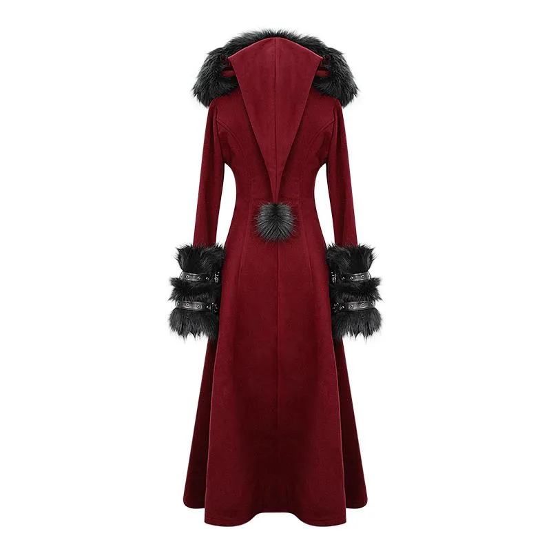 'Demonic Priestess' Long Coat With Fur and Hood
