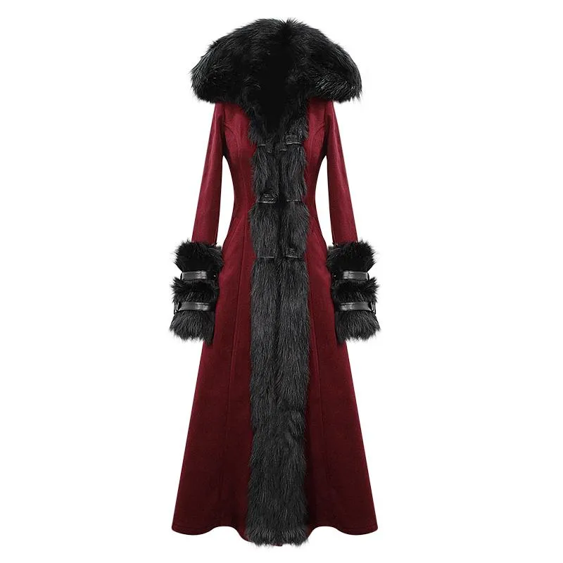'Demonic Priestess' Long Coat With Fur and Hood