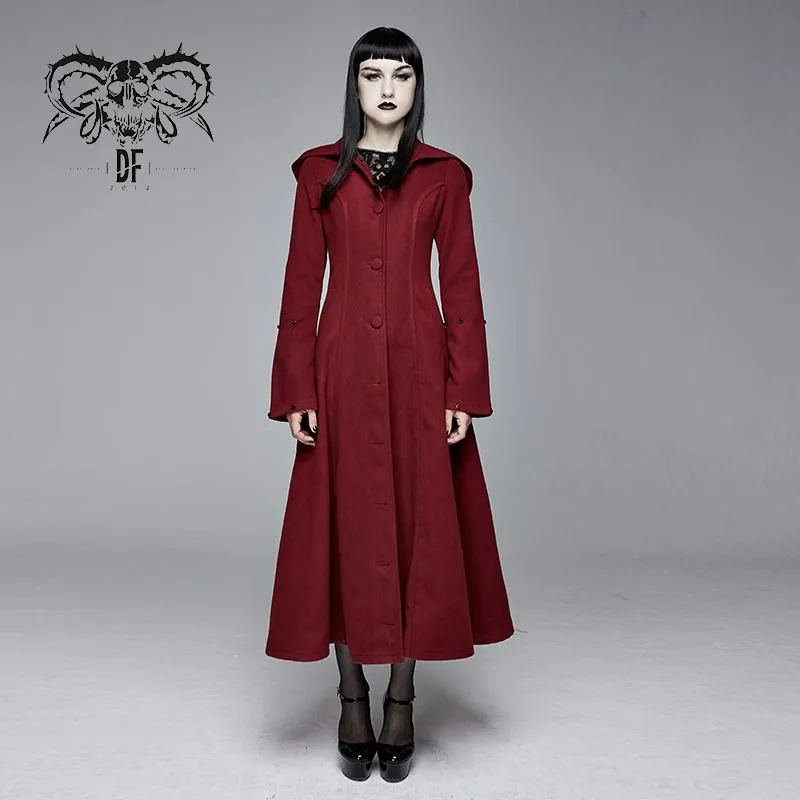 'Demonic Priestess' Long Coat With Fur and Hood