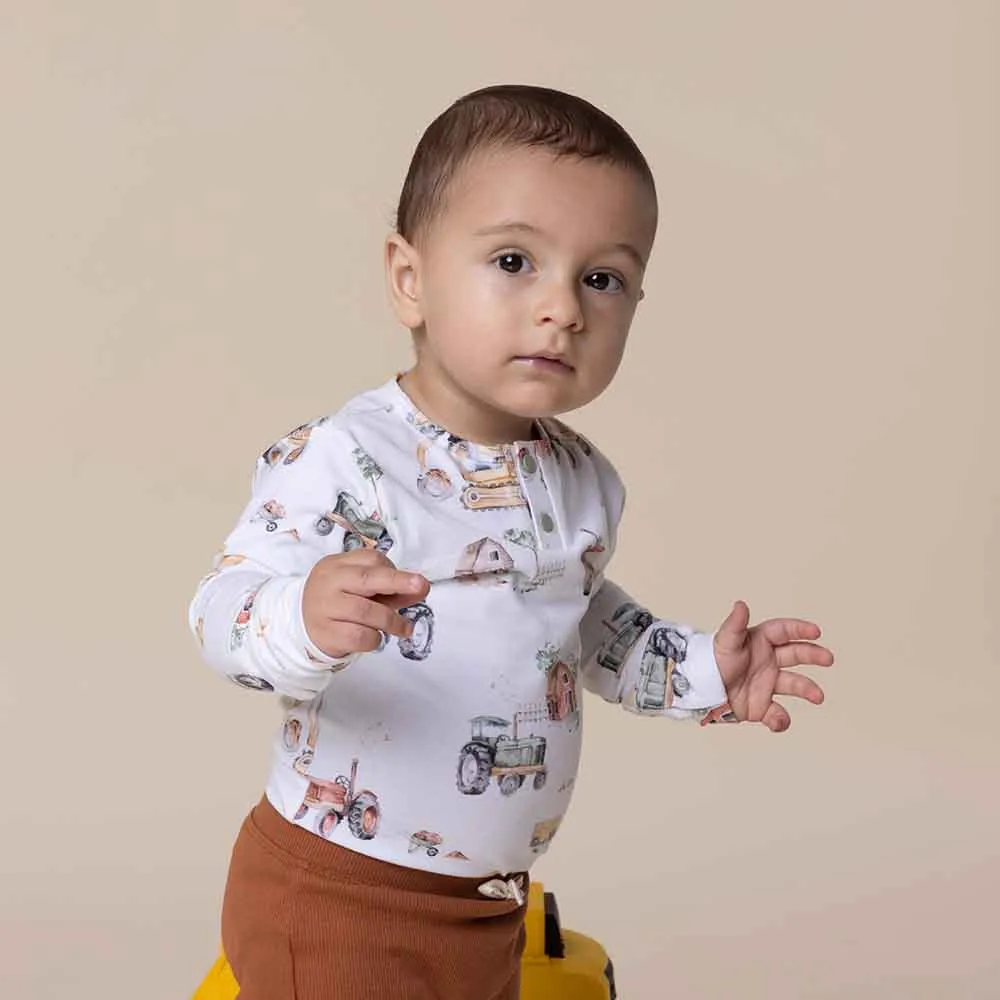 Diggers & Tractors Long Sleeve Organic Bodysuit