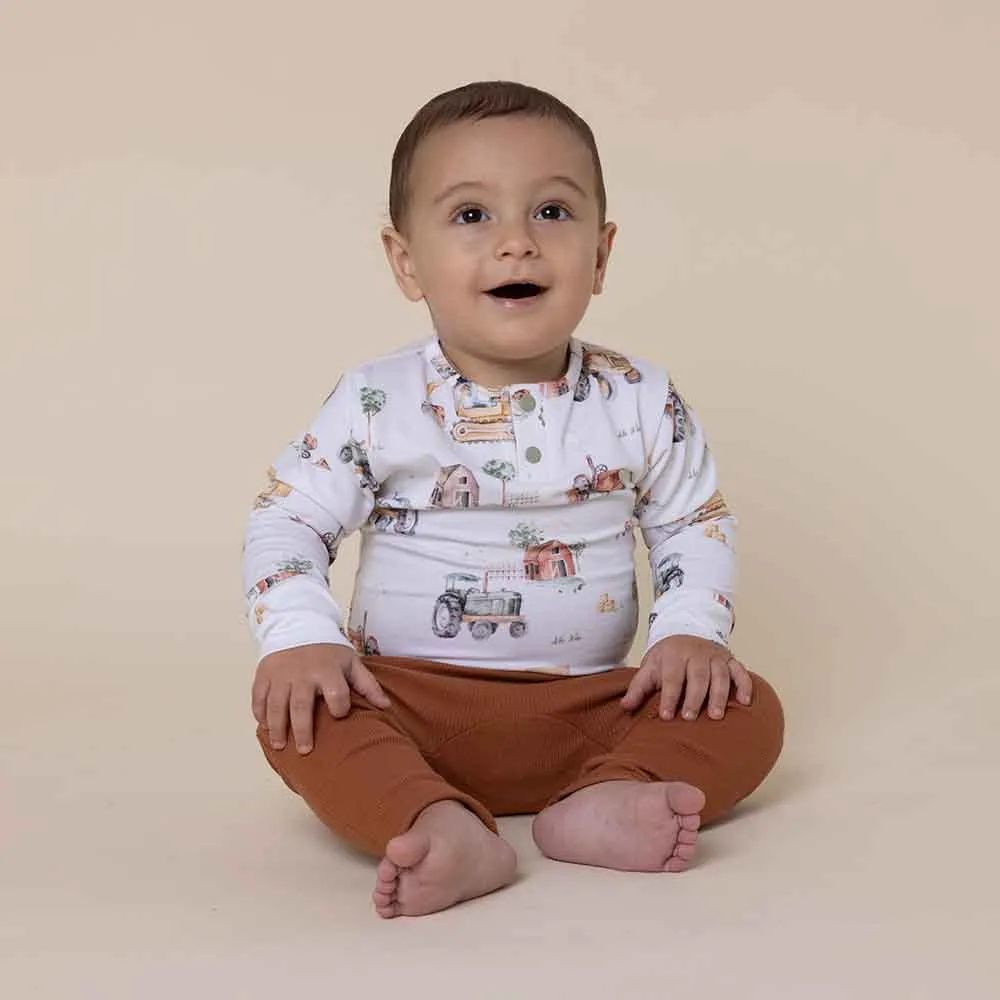 Diggers & Tractors Long Sleeve Organic Bodysuit