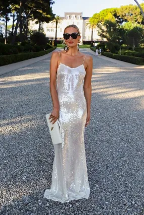 Dubai Chic Sexy Sequins Backless Maxi Dress