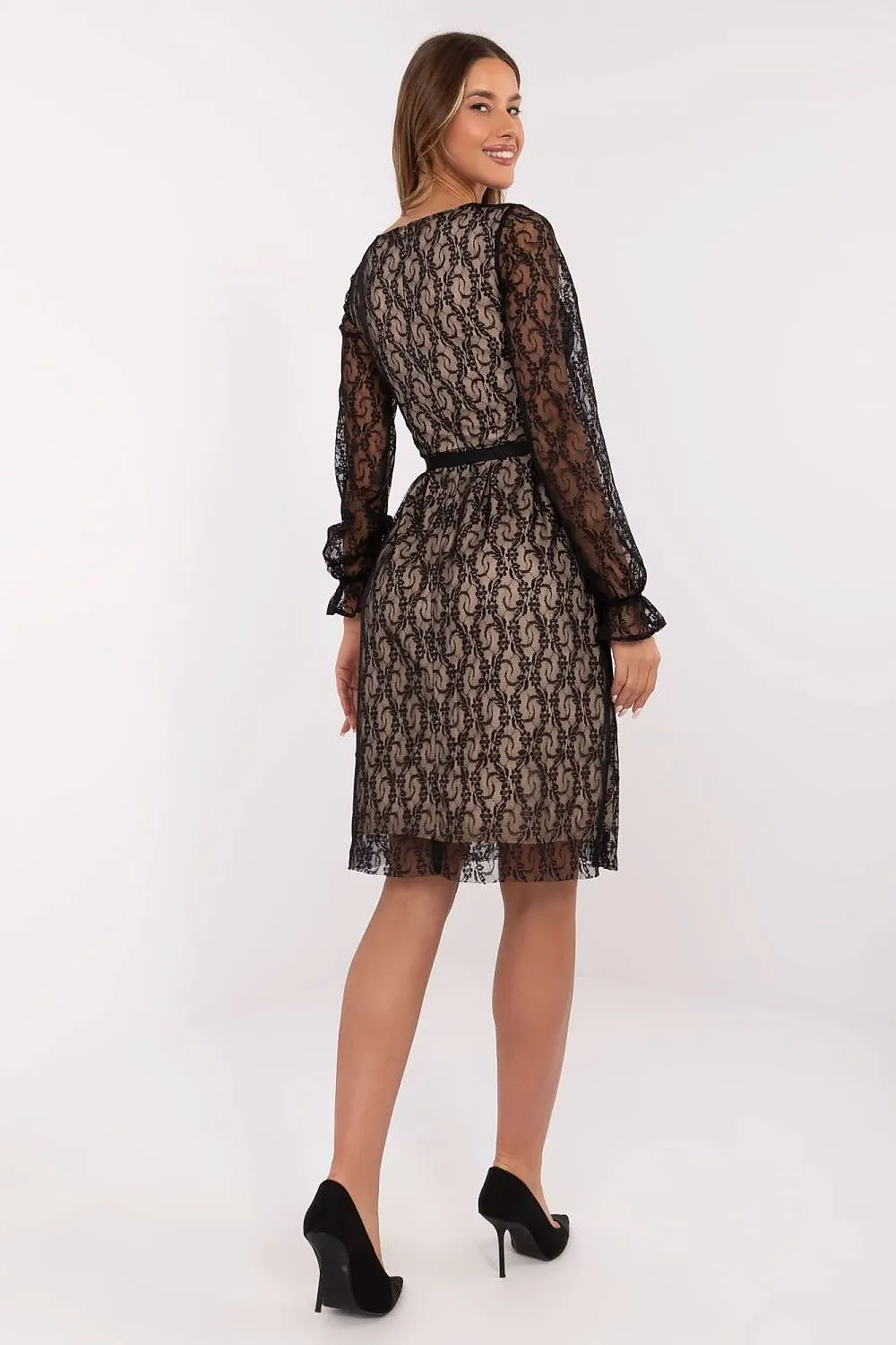 Elegant lace long sleeves cocktail dress