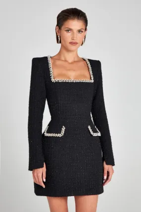 Elegant Long Sleeved Beaded Classic Short Formal Dress