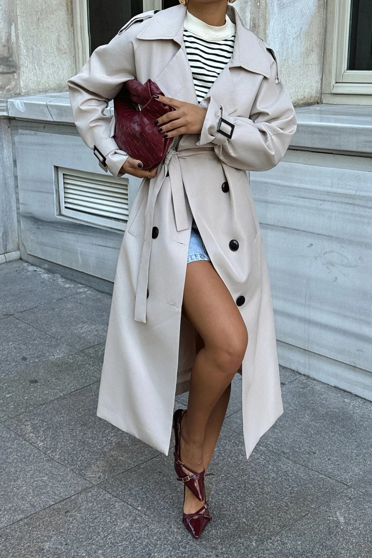 EYY Women Stone Arms Belted Trench Coat - Edmonton